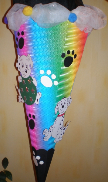 Handgefertigte Schultüte / Zuckertüte - " Dalmatiner " - 70cm - 6-eckig